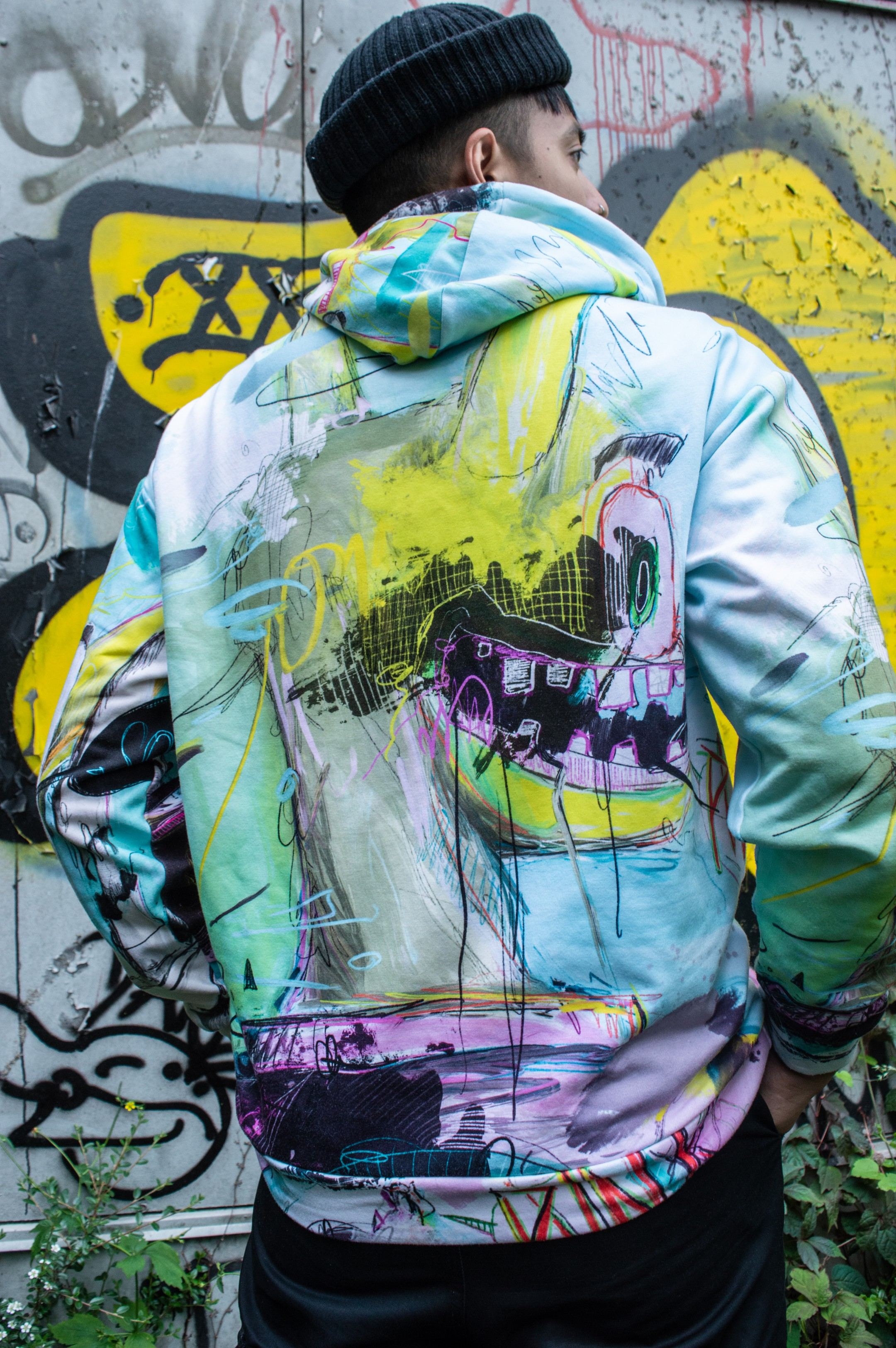 Soup Punk Hoodie back print worn